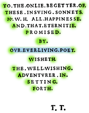 The cryptographic dedication to Shakespeare's Sonnets
